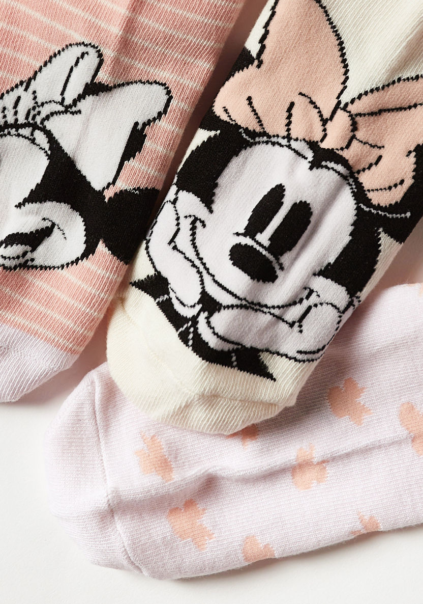 Disney Minnie Mouse Print Ankle Length Socks - Set of 3-Socks-image-2