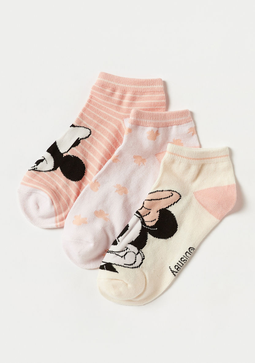 Disney Minnie Mouse Print Ankle Length Socks - Set of 3-Socks-image-3