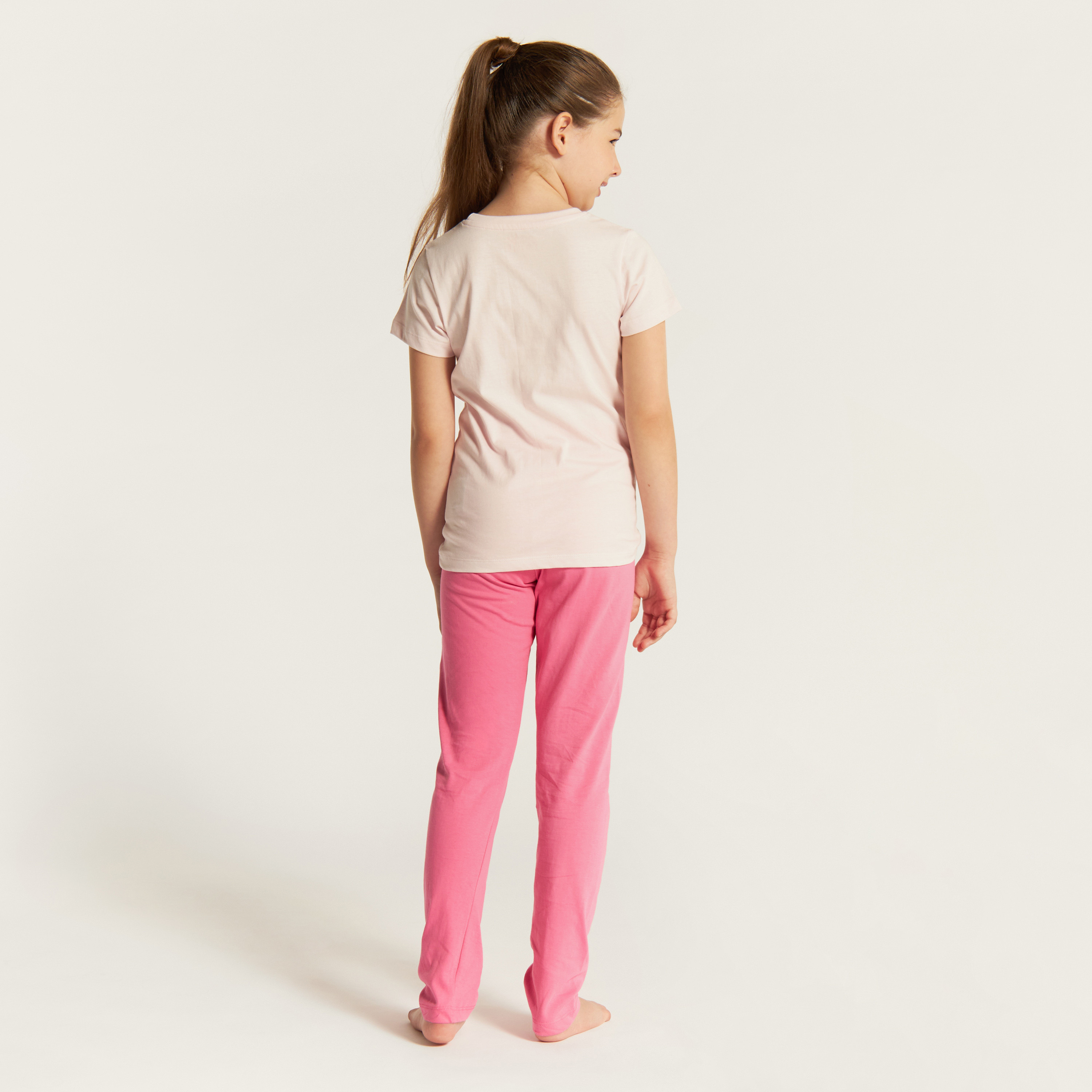 The Pink Panther Print Crew Neck T-shirt and Elasticated Pyjama Set-girls-clothing-nightwear-image-5