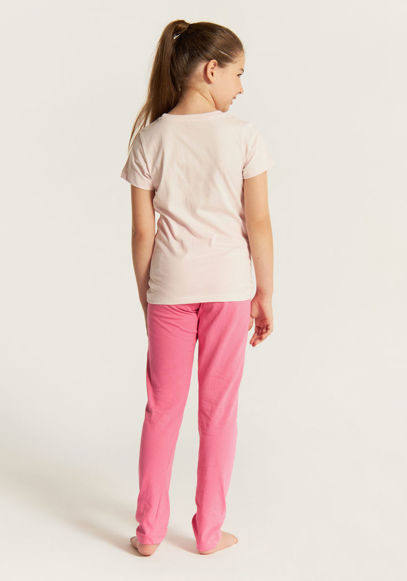The Pink Panther Print Crew Neck T-shirt and Elasticated Pyjama Set-Nightwear-image-4