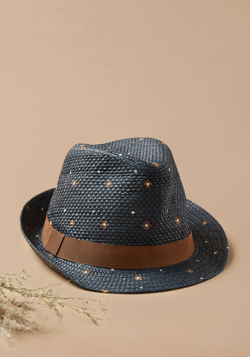 Juniors Floral Print Weave Textured Hat-Caps-image-0