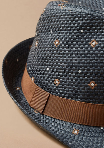 Juniors Floral Print Weave Textured Hat-Caps-image-1