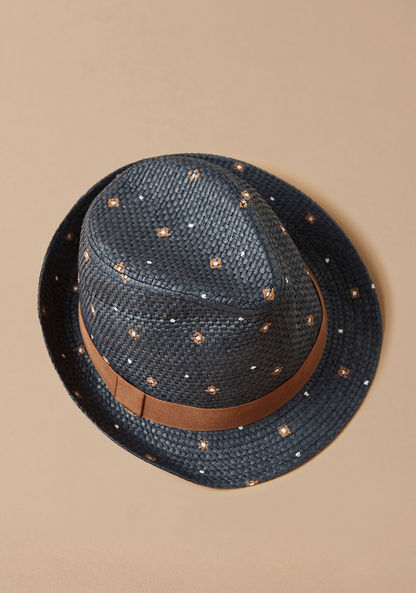 Juniors Floral Print Weave Textured Hat-Caps-image-2