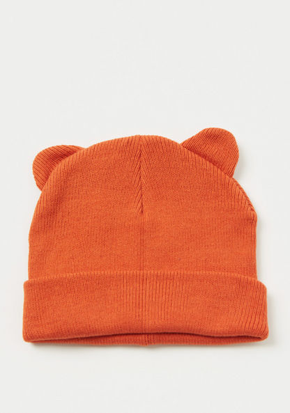 Juniors Solid Beanie Cap with Ear Accents-Caps-image-0