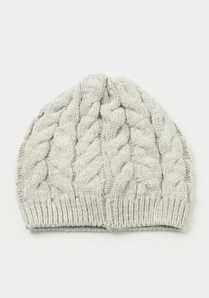 Juniors Cable Knitted Beanie with Bow Accent-Caps-image-2