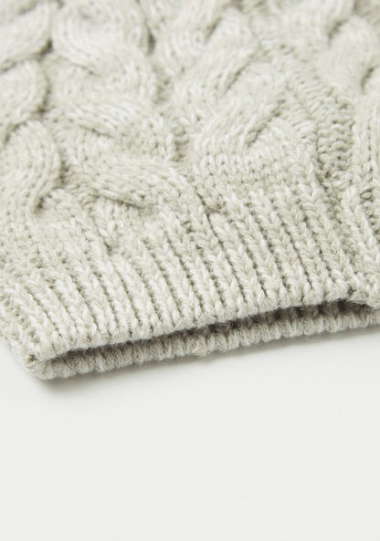 Juniors Cable Knitted Beanie with Bow Accent-Caps-image-3