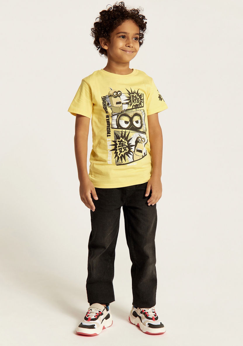 Despicable Me Print T-shirt with Crew Neck and Short Sleeves-T Shirts-image-0