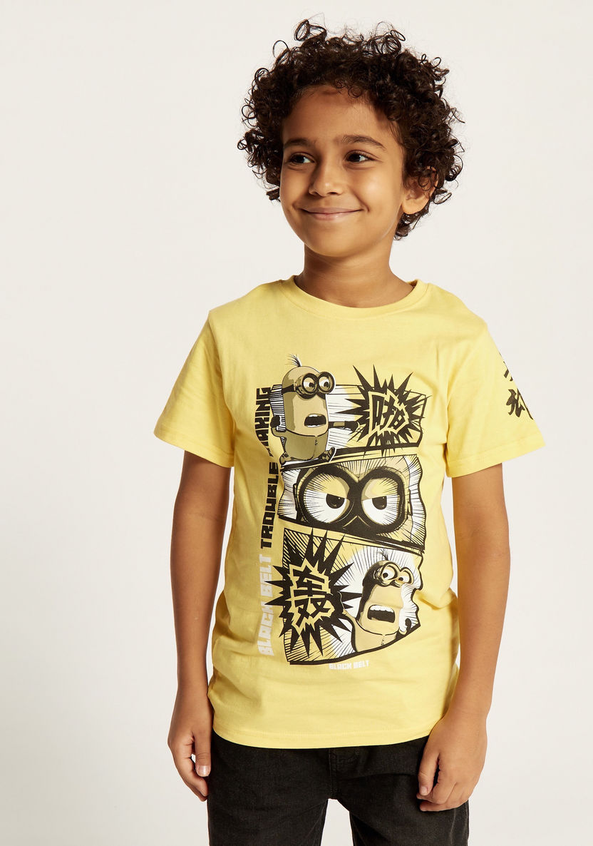 Despicable Me Print T-shirt with Crew Neck and Short Sleeves-T Shirts-image-1