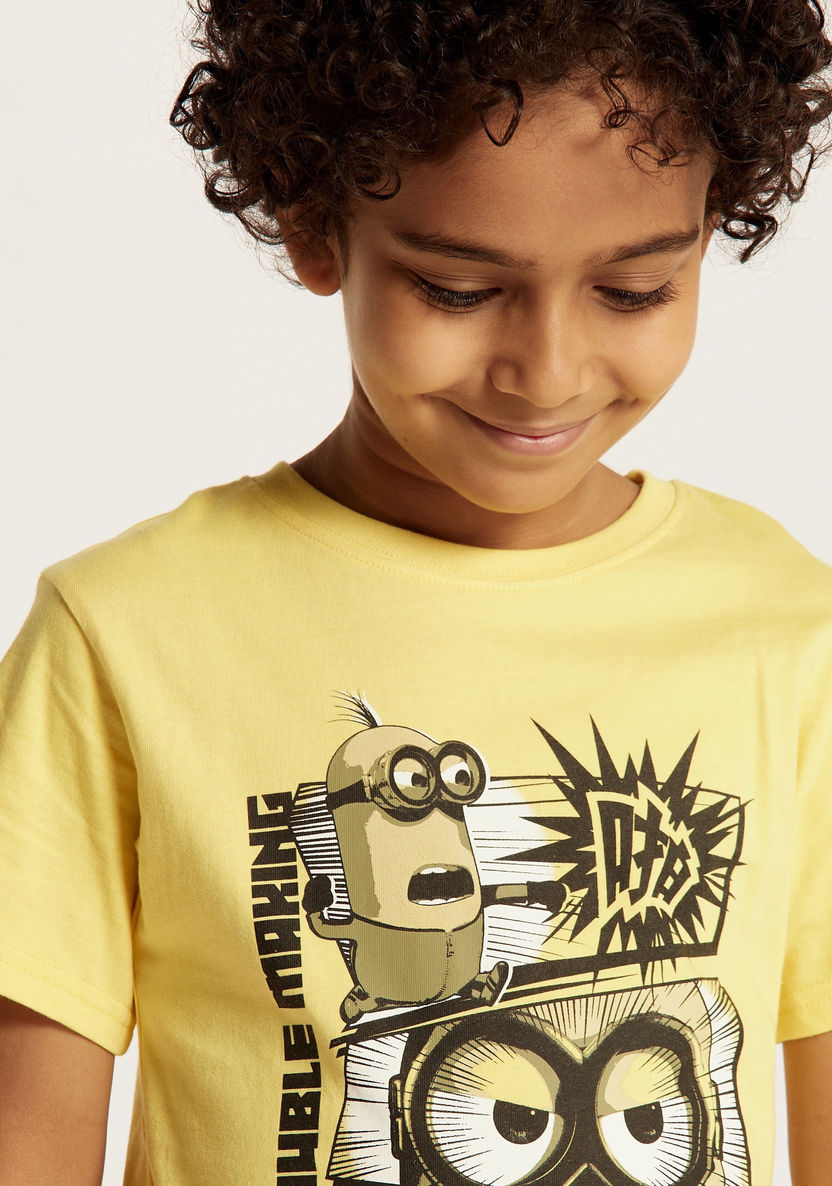 Despicable Me Print T-shirt with Crew Neck and Short Sleeves-T Shirts-image-2