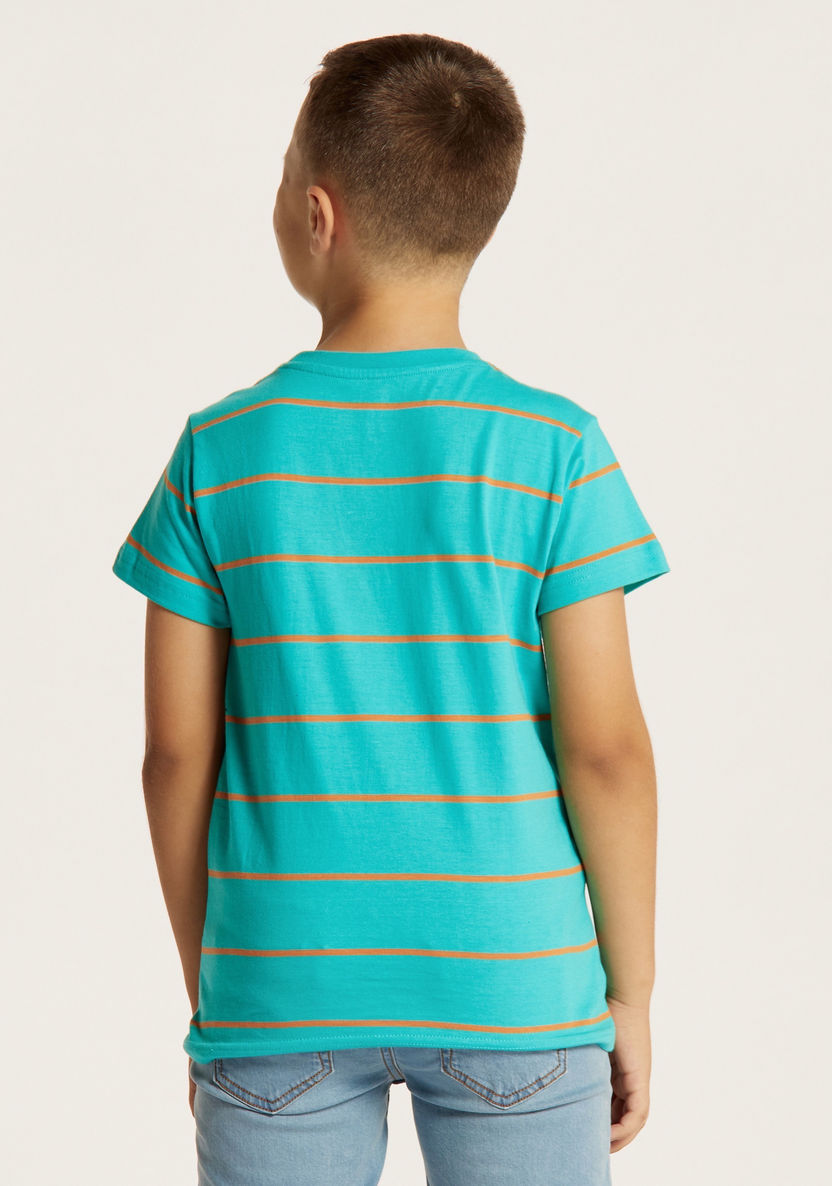 Juniors Striped Crew Neck T-shirt with Short Sleeves-T Shirts-image-3