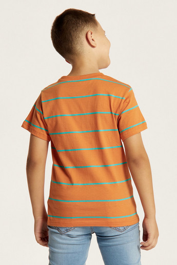 Juniors Striped Crew Neck T-shirt with Short Sleeves