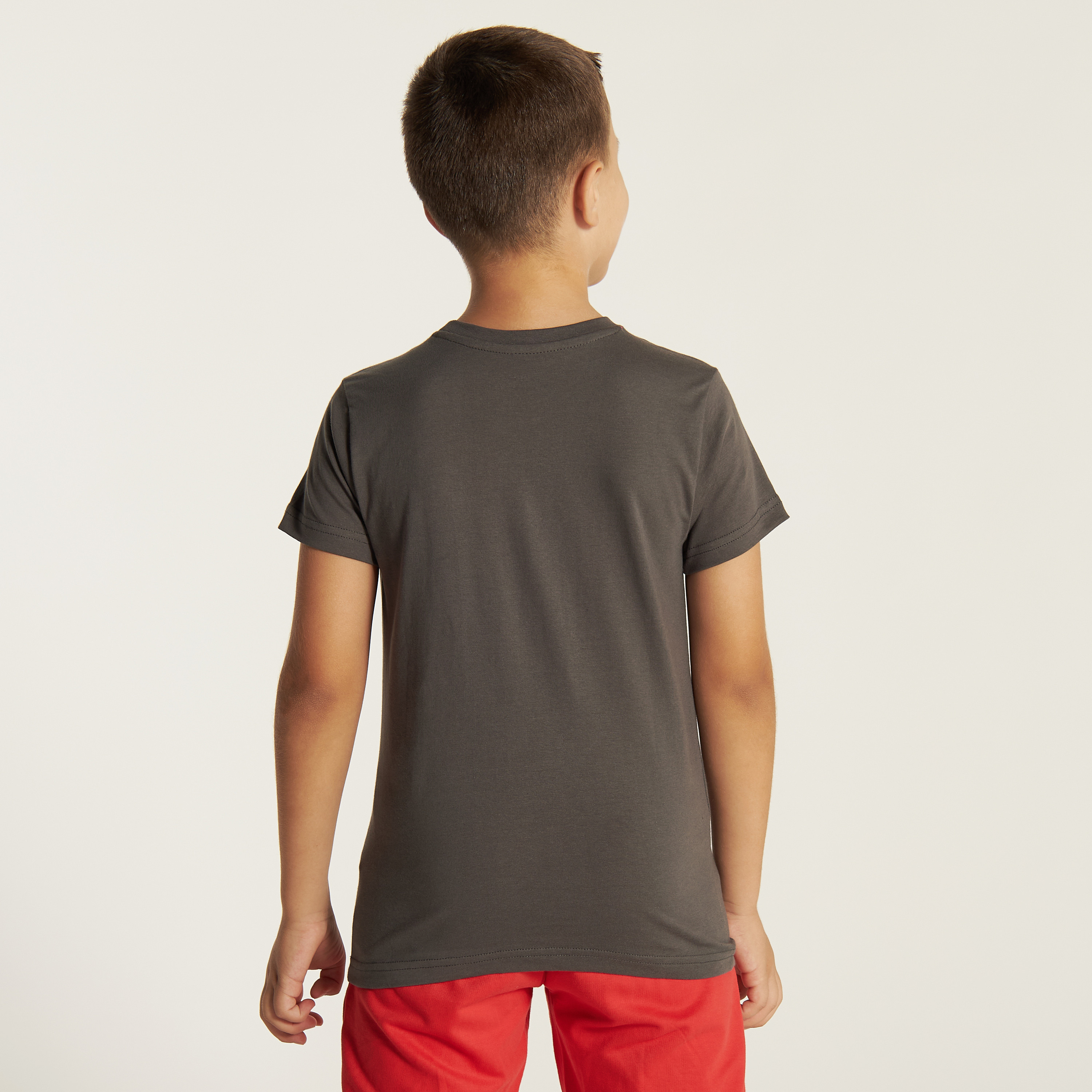 Juniors Typographic Print T-shirt with Crew Neck and Short Sleeves-boys-clothing-tshirtsandpolos-image-4