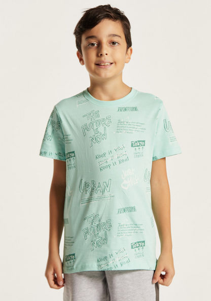 Juniors All Over Print T-shirt with Crew Neck and Short Sleeves-T Shirts-image-1