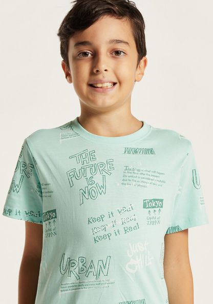 Juniors All Over Print T-shirt with Crew Neck and Short Sleeves-T Shirts-image-2