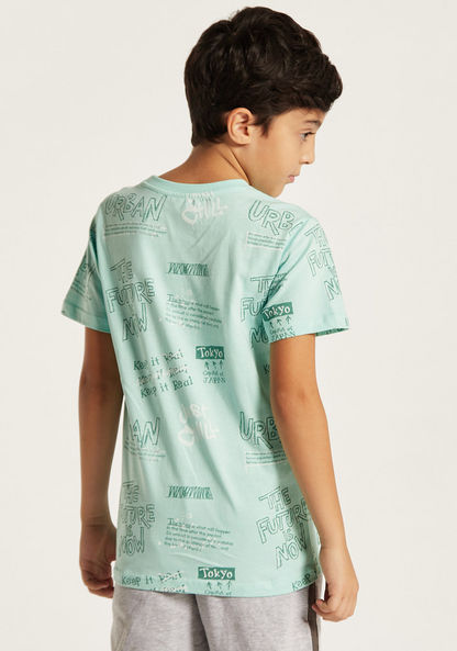 Juniors All Over Print T-shirt with Crew Neck and Short Sleeves-T Shirts-image-3