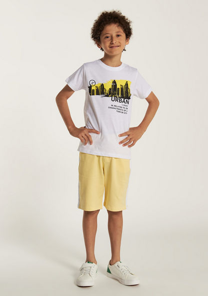 Juniors Printed Crew Neck T-shirt with Short Sleeves