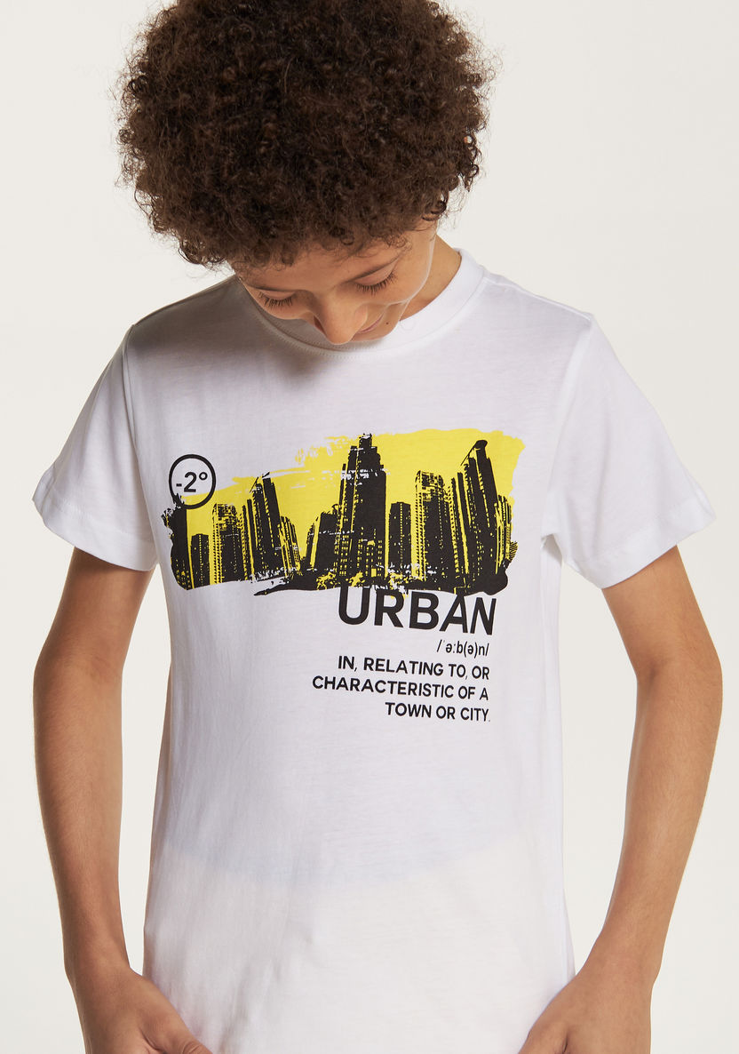 Juniors Printed Crew Neck T-shirt with Short Sleeves-T Shirts-image-3