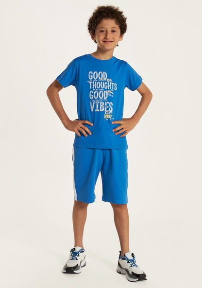 Juniors Typographic Print T-shirt with Crew Neck and Short Sleeves-T Shirts-image-1