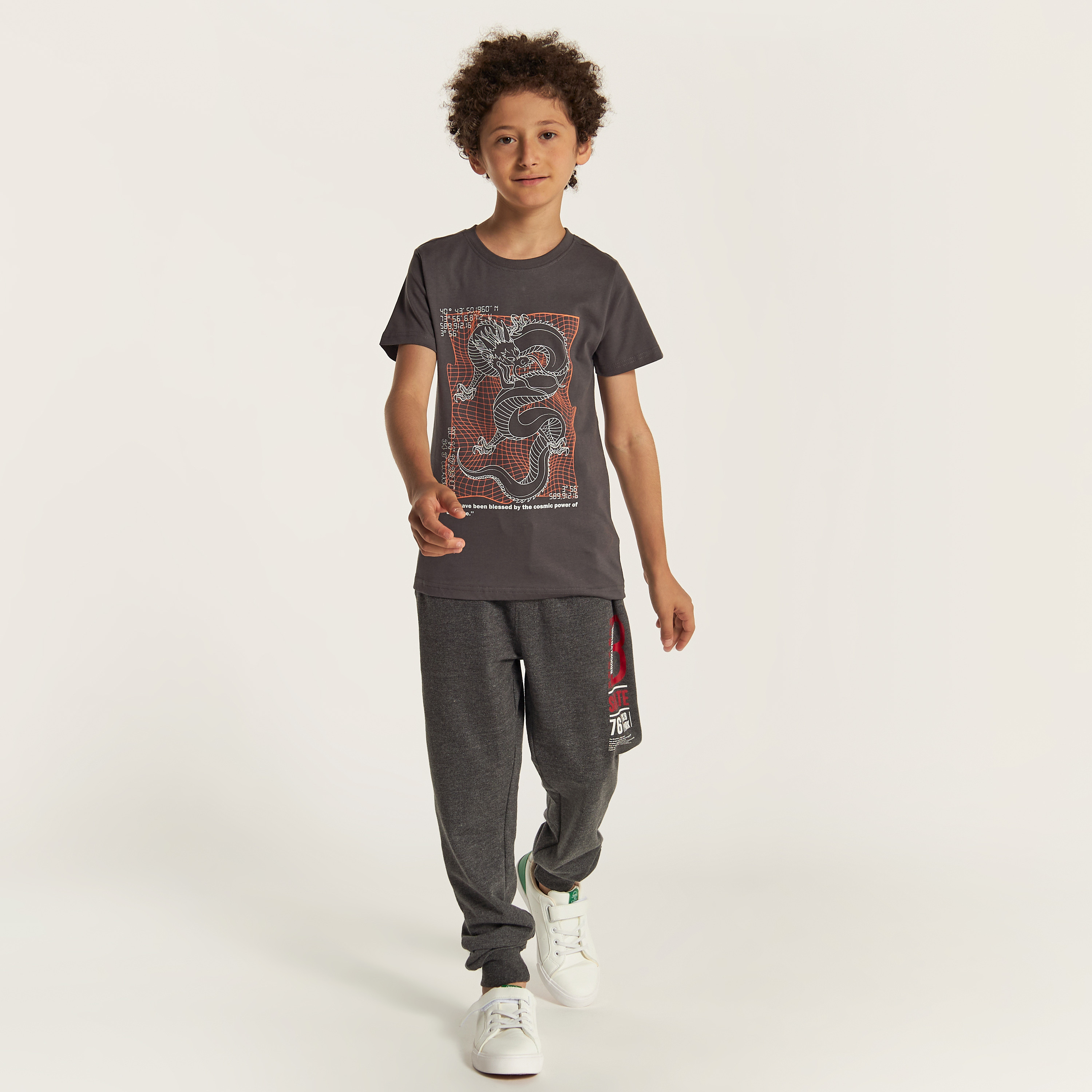 Juniors Graphic Print Crew Neck T-shirt with Short Sleeves-boys-clothing-tshirtsandpolos-image-2