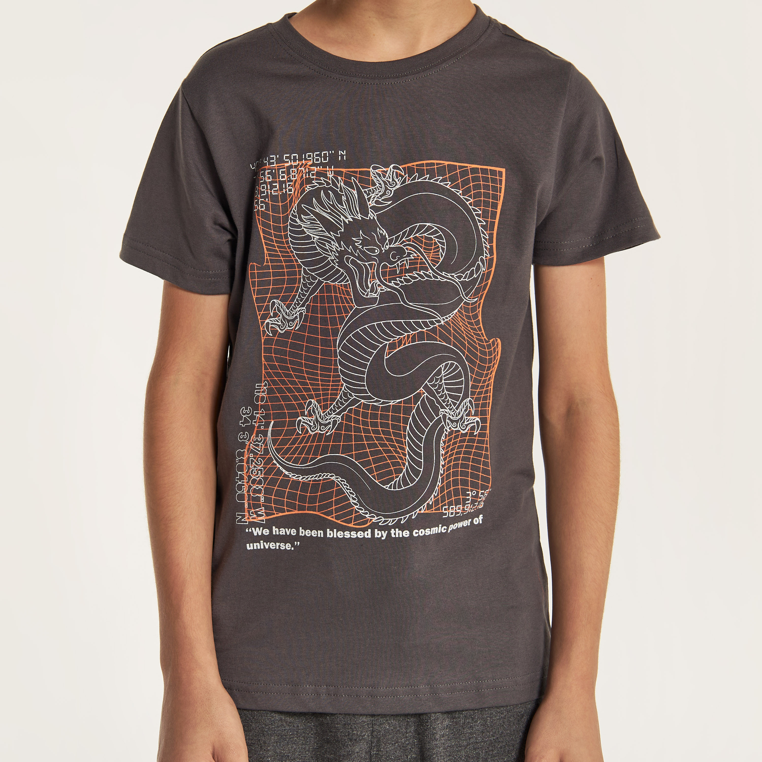 Juniors Graphic Print Crew Neck T-shirt with Short Sleeves-boys-clothing-tshirtsandpolos-image-4