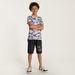 Juniors Tropical Print T-shirt with Crew Neck and Short Sleeves-T Shirts-thumbnailMobile-1