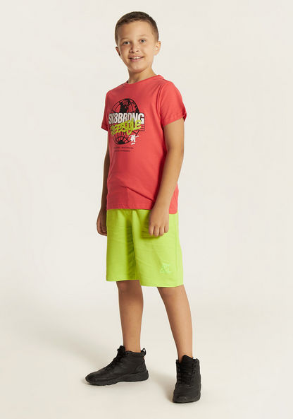 Juniors Graphic Print T-shirt with Crew Neck and Short Sleeves-T Shirts-image-4
