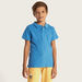 Juniors Embroidered Polo T-shirt with Short Sleeves and Button Closure-T Shirts-thumbnail-1