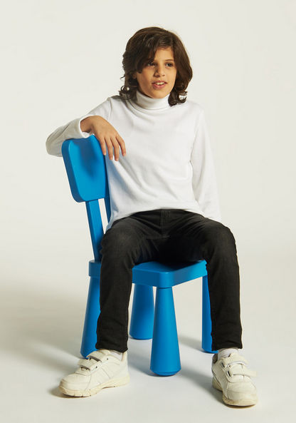 Juniors Solid Turtleneck T-shirt with Long Sleeves