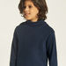 Juniors Solid T-shirt with Turtle Neck and Long Sleeves-T Shirts-thumbnail-2