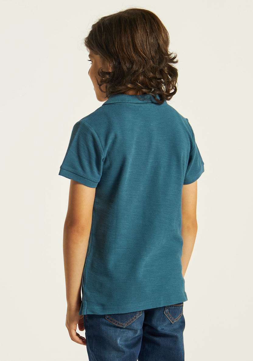 Juniors Solid Polo T-shirt with Short Sleeves-T Shirts-image-3