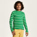 Juniors Striped Crew Neck T-shirt with Long Sleeves-T Shirts-thumbnailMobile-0