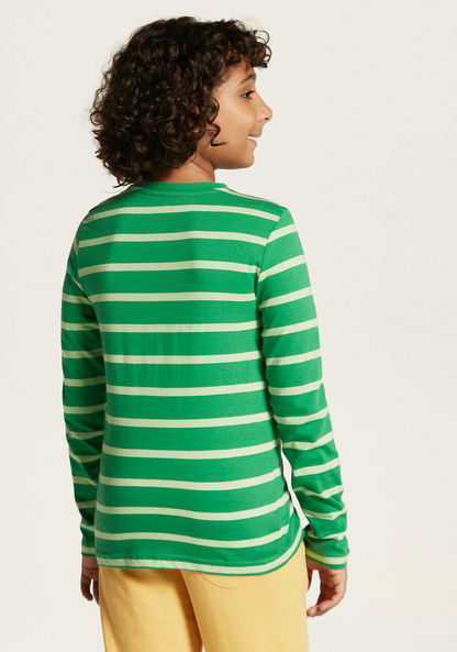 Juniors Striped Crew Neck T-shirt with Long Sleeves-T Shirts-image-3