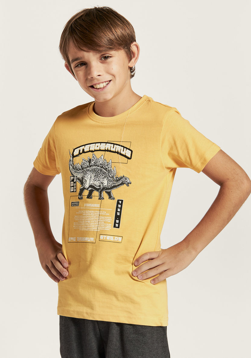 Juniors Printed T-shirt with Crew Neck and Short Sleeves-T Shirts-image-1