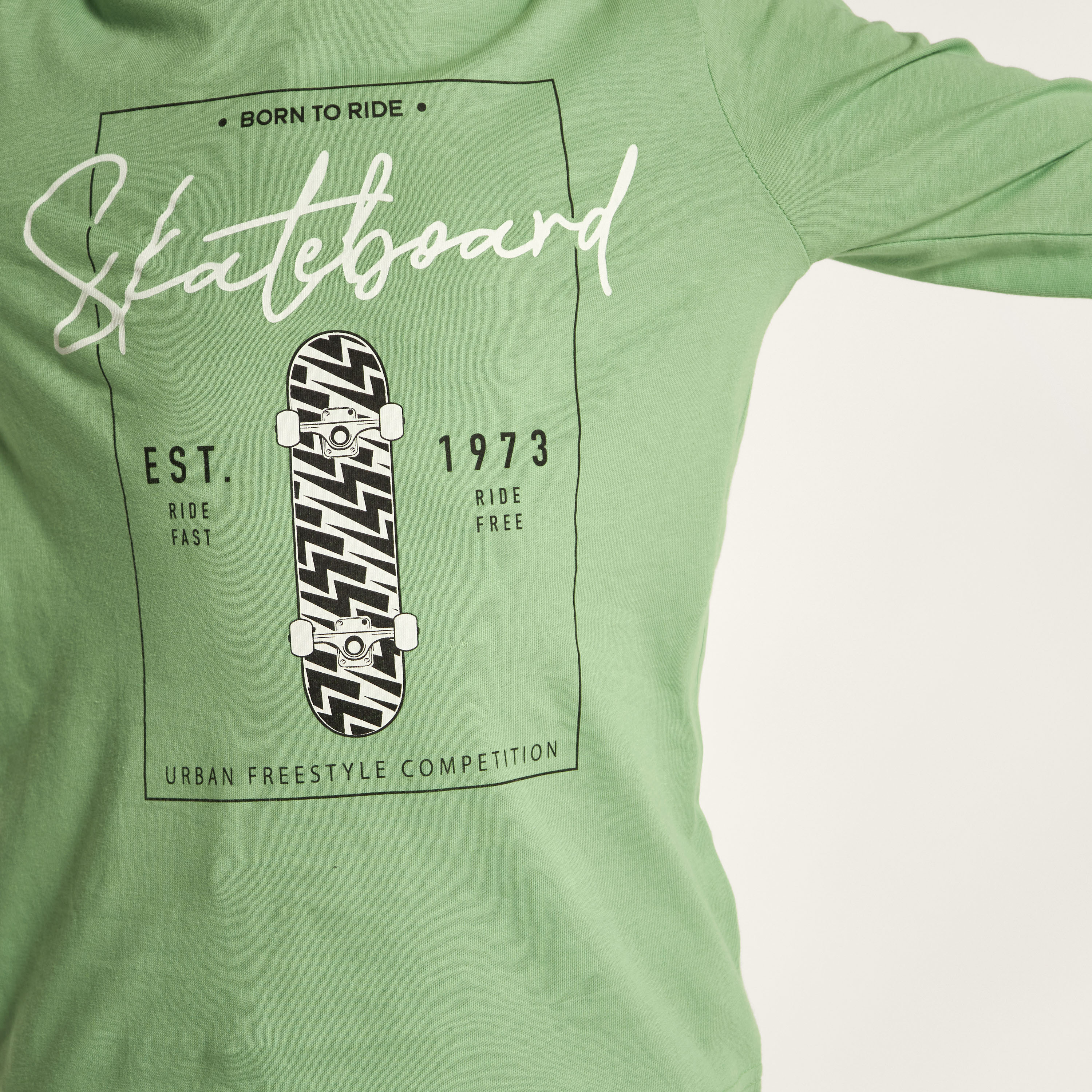 Juniors Skateboard Graphic Print T-shirt with Long Sleeves and Crew Neck-boys-clothing-tshirtsandpolos-image-3