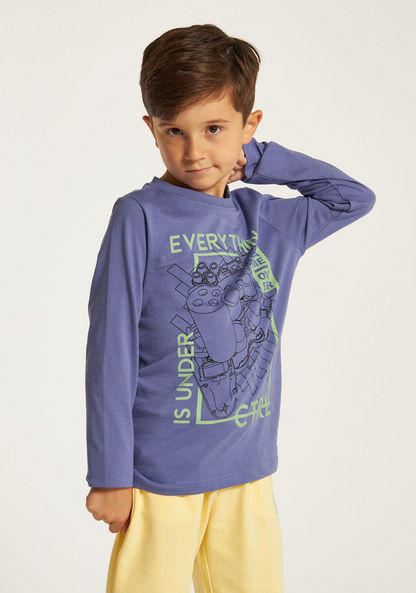 Juniors Printed Crew Neck T-shirt with Long Sleeves-T Shirts-image-1