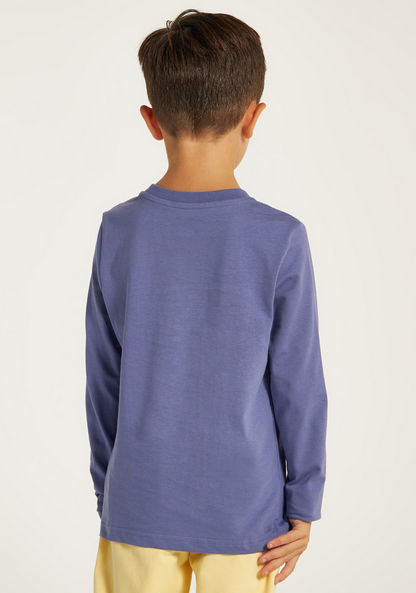 Juniors Printed Crew Neck T-shirt with Long Sleeves-T Shirts-image-3