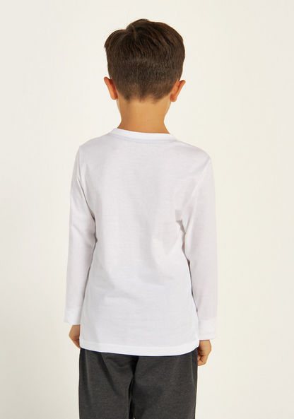 Juniors Skateboard Graphic Print T-shirt with Long Sleeves and Round Neck-T Shirts-image-3
