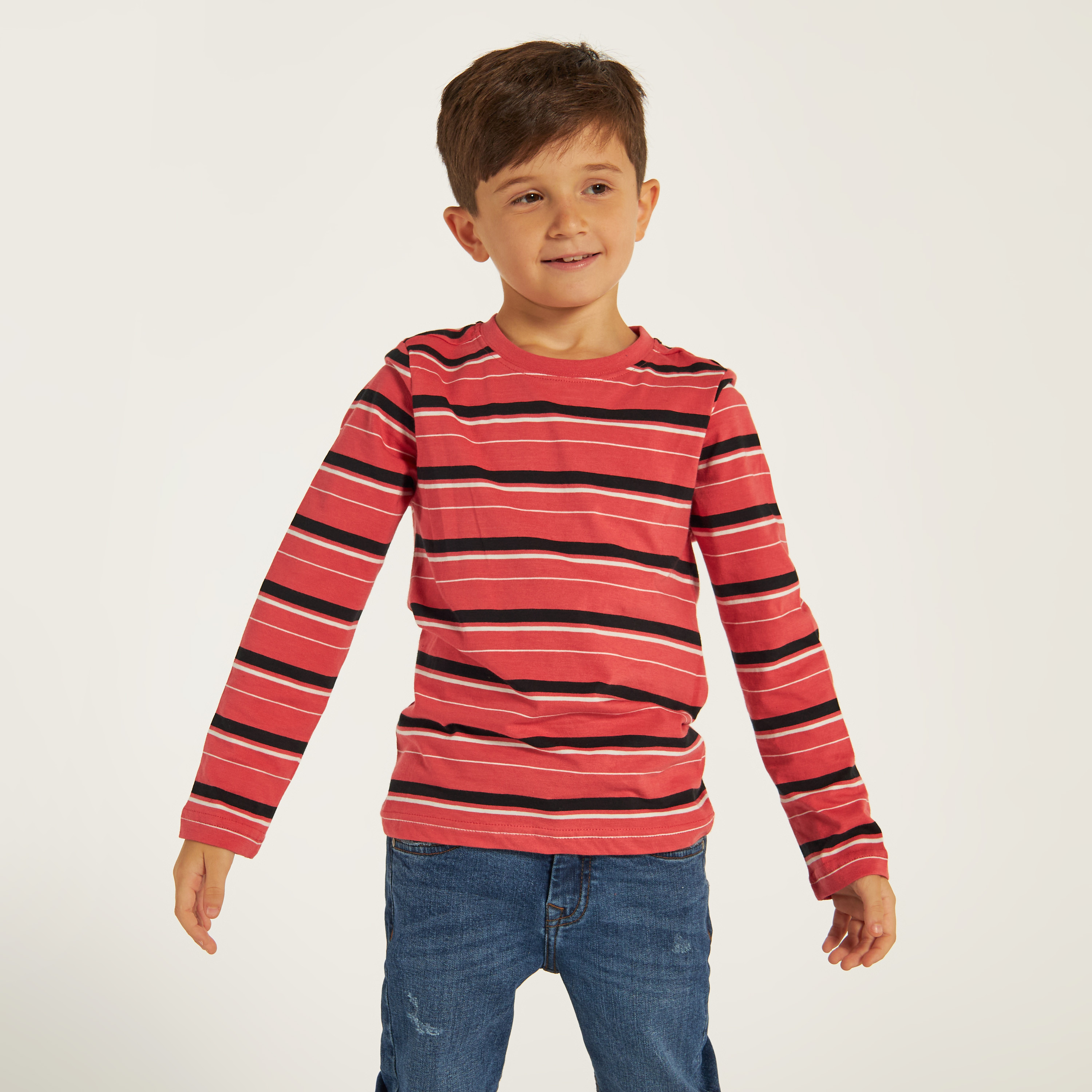 Juniors Striped T-shirt with Long Sleeves and Crew Neck-boys-clothing-tshirtsandpolos-image-1