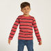 Juniors Striped T-shirt with Long Sleeves and Crew Neck-T Shirts-thumbnailMobile-0