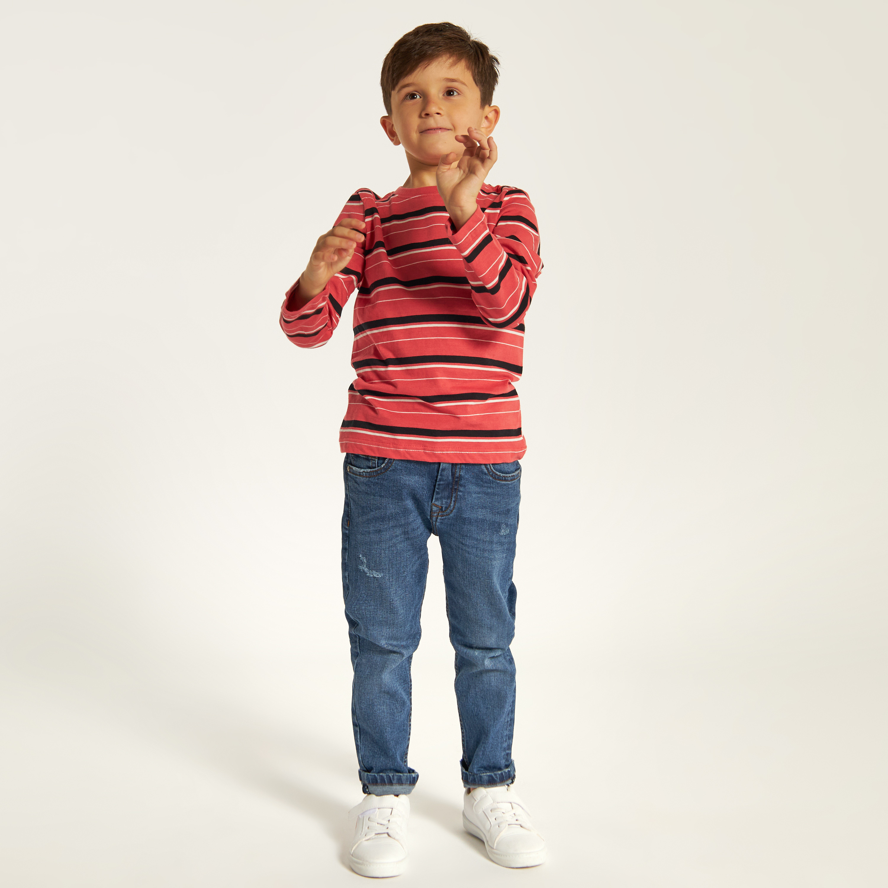 Juniors Striped T-shirt with Long Sleeves and Crew Neck-boys-clothing-tshirtsandpolos-image-2