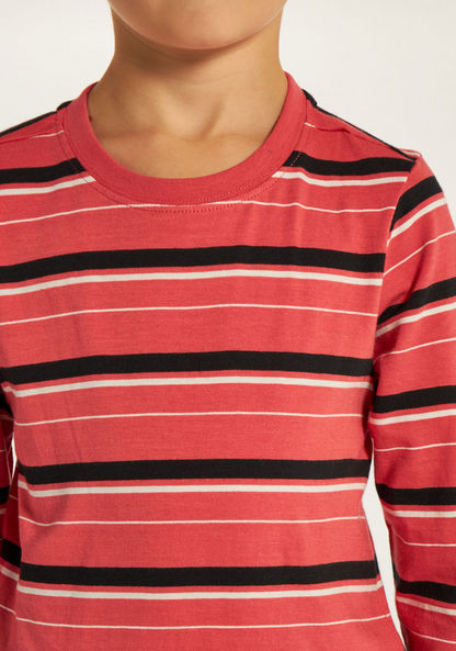 Juniors Striped T-shirt with Long Sleeves and Crew Neck-T Shirts-image-2