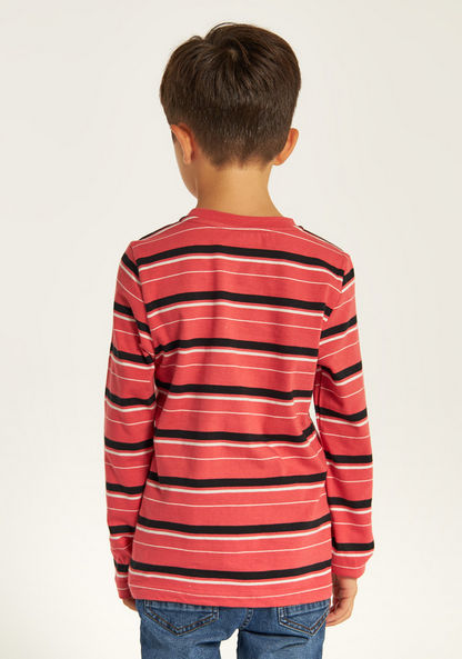 Juniors Striped T-shirt with Long Sleeves and Crew Neck-T Shirts-image-3