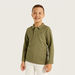 Juniors Solid Polo T-shirt with Long Sleeves-T Shirts-thumbnail-1