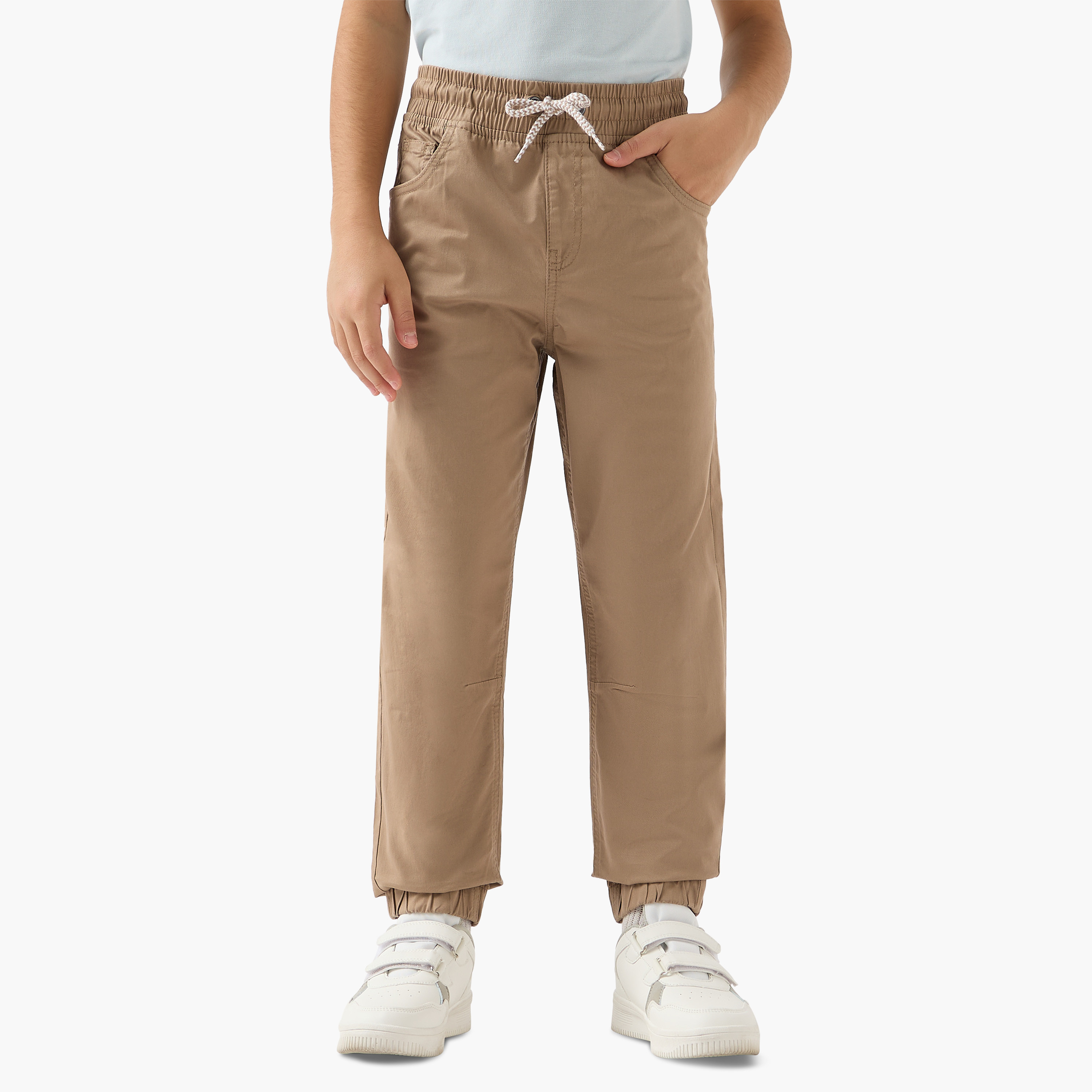 Juniors Solid Pants with Drawstring Closure and Pockets-boys-clothing-bottoms-trousers-image-1