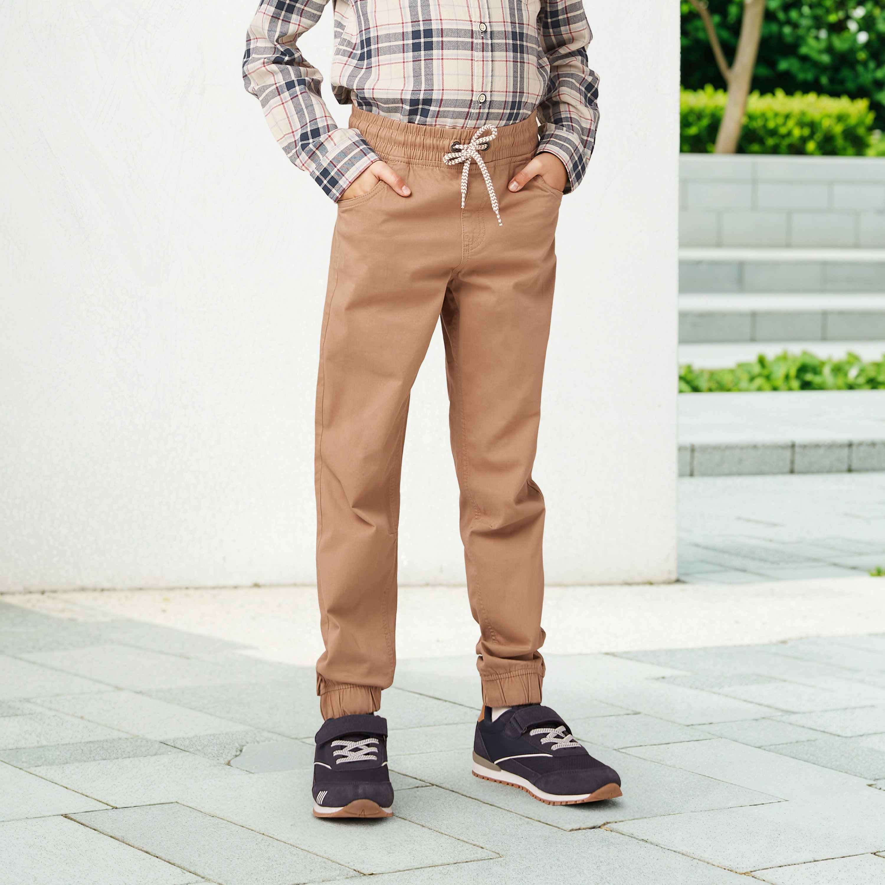 Juniors Solid Pants with Drawstring Closure-boys-clothing-bottoms-trousers-image-1