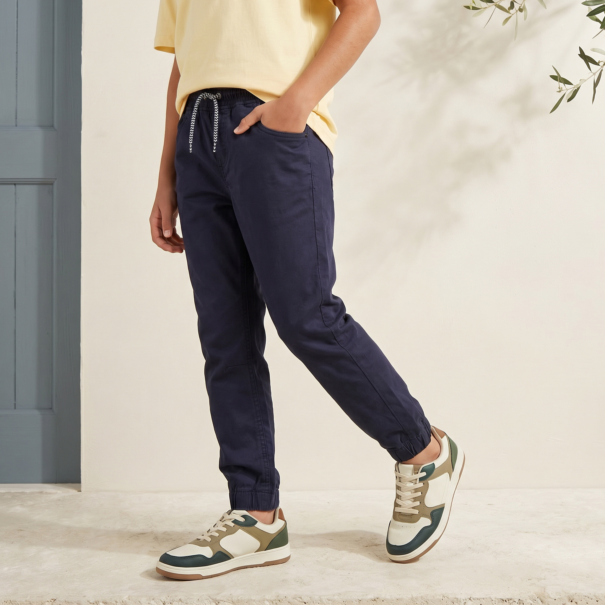 Juniors Solid Pants with Drawstring Closure-boys-clothing-bottoms-trousers-image-1