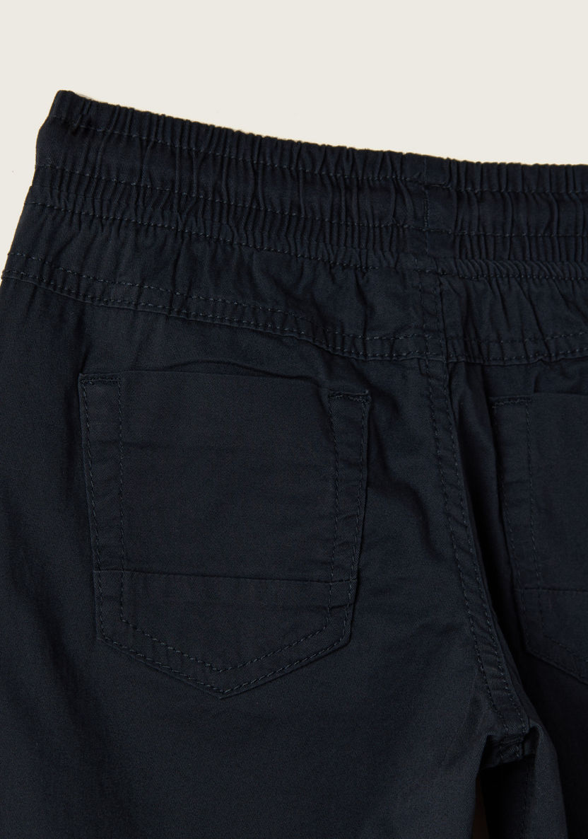 Juniors Solid Pants with Drawstring Closure and Pockets-Pants-image-3