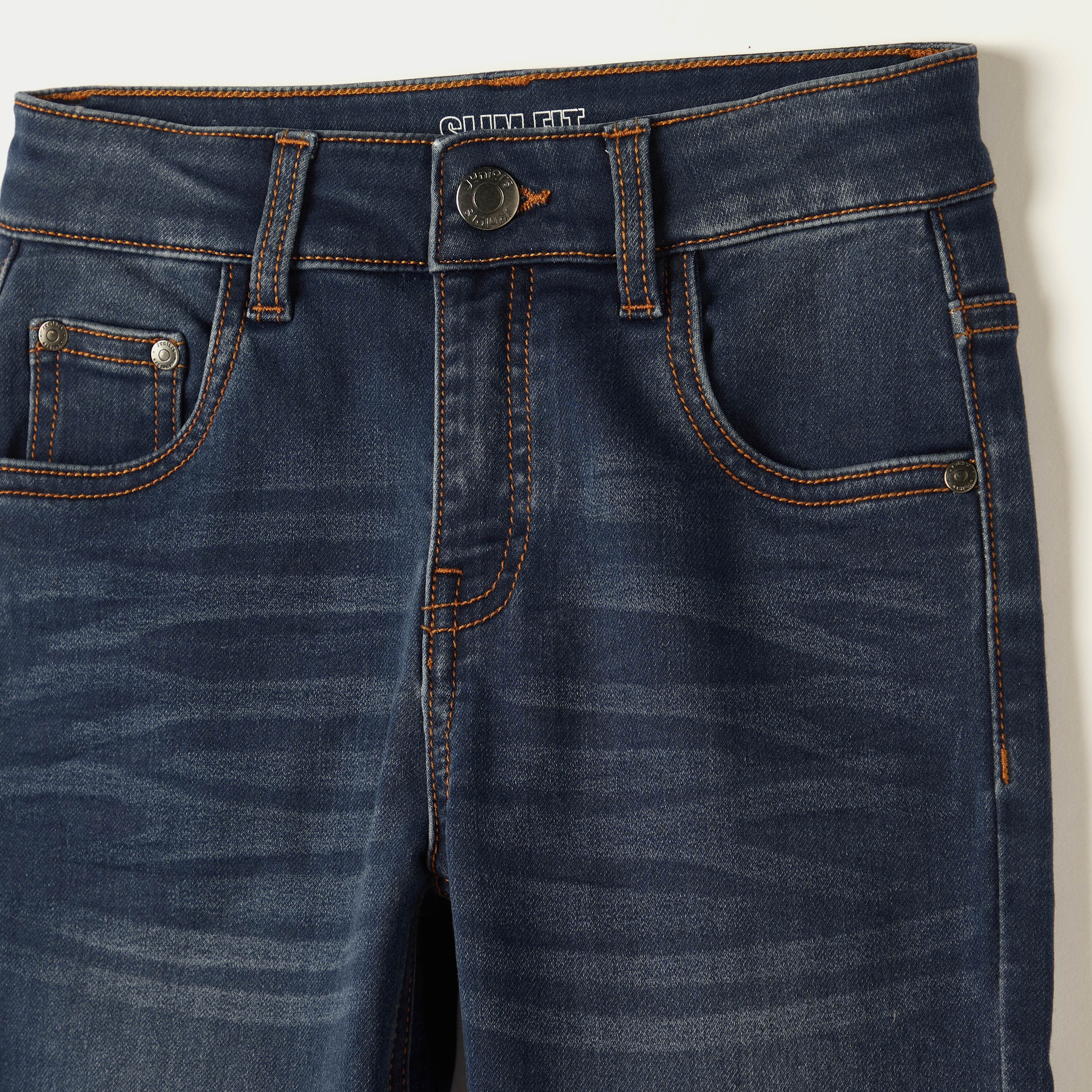 Juniors Solid Jeans with Button Closure and Pockets-boys-clothing-bottoms-jeans-image-2
