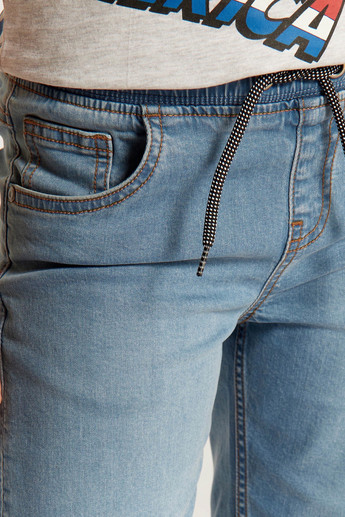 Juniors Denim Shorts with Pocket Detail and Drawstring Closure