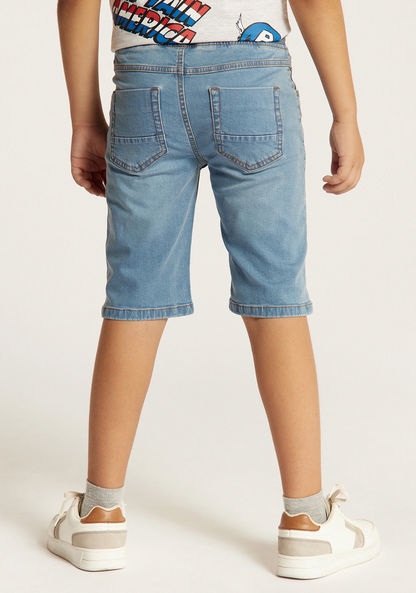 Juniors Denim Shorts with Pocket Detail and Drawstring Closure-Shorts-image-3